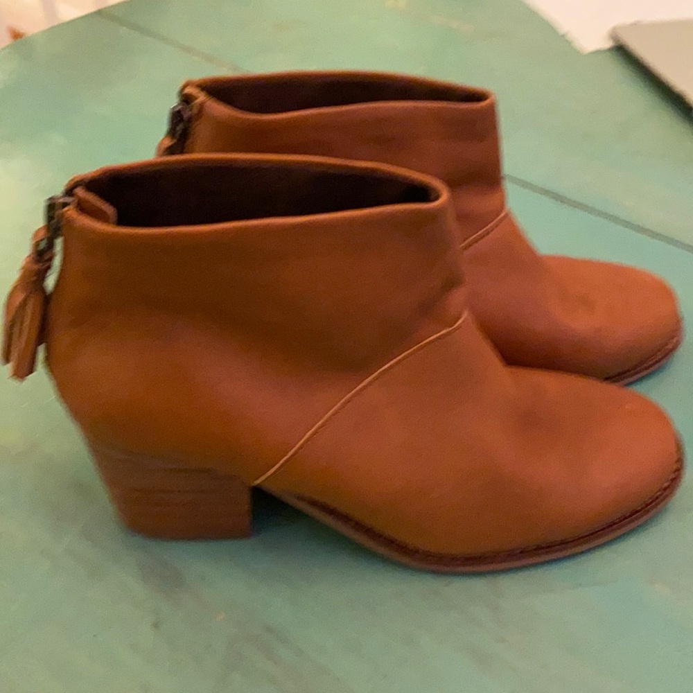 Tom’s camel colored booties